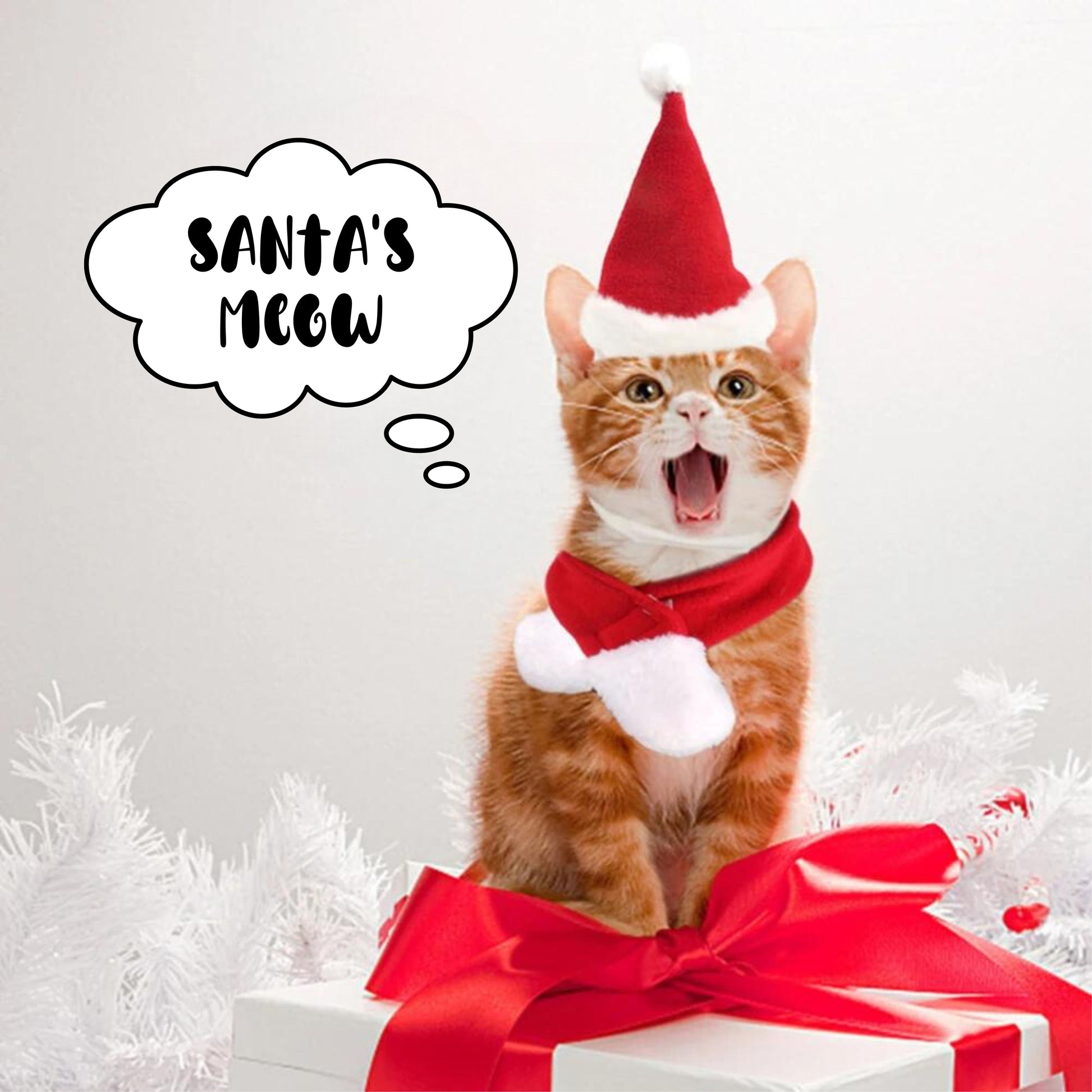 Christmas Costumes Hat and Scarf Set for Cats and Dogs - Xmas Santa Outfit for Pets