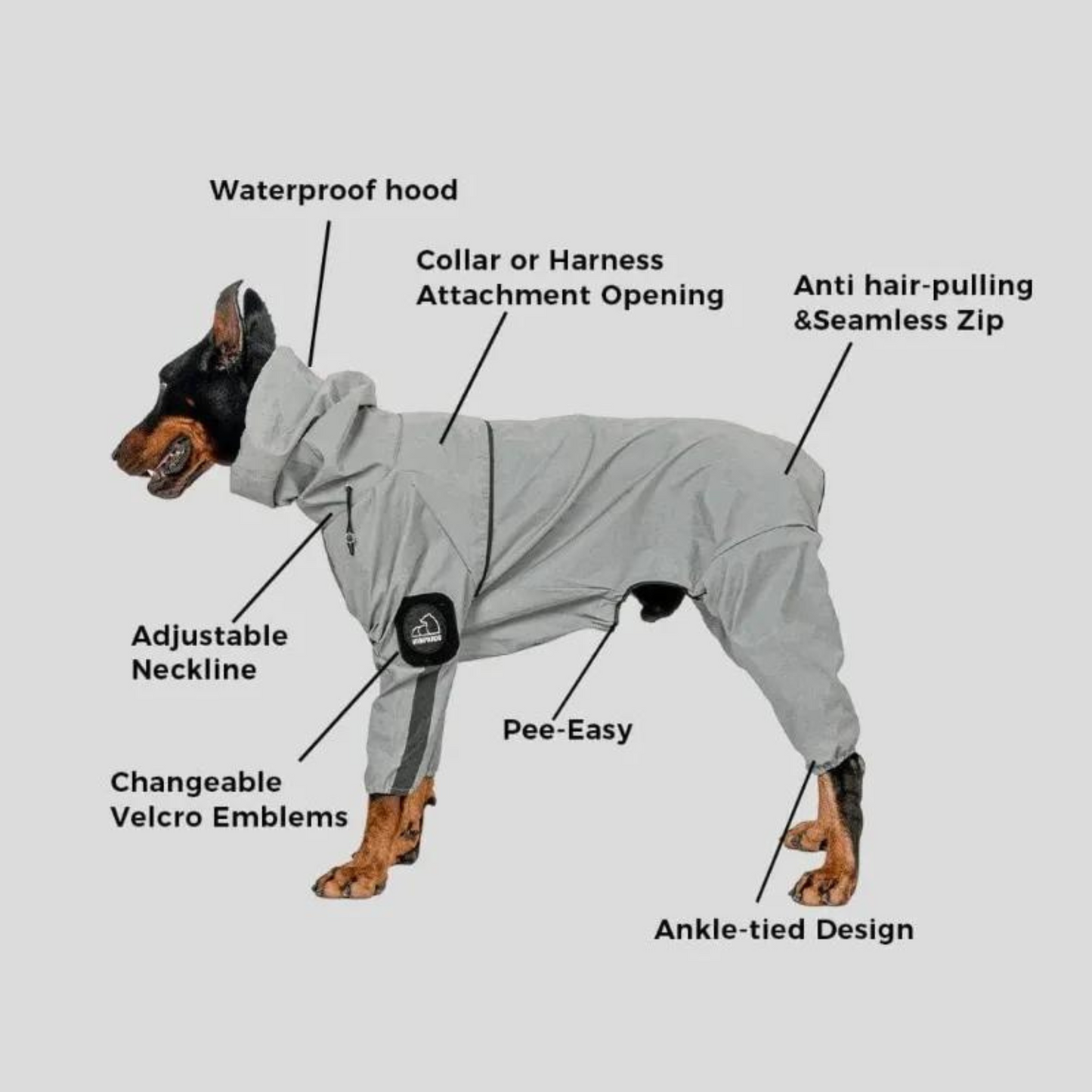 Reflective Waterproof Dog Raincoat with Tactical Style - Outdoor Jacket for Dogs