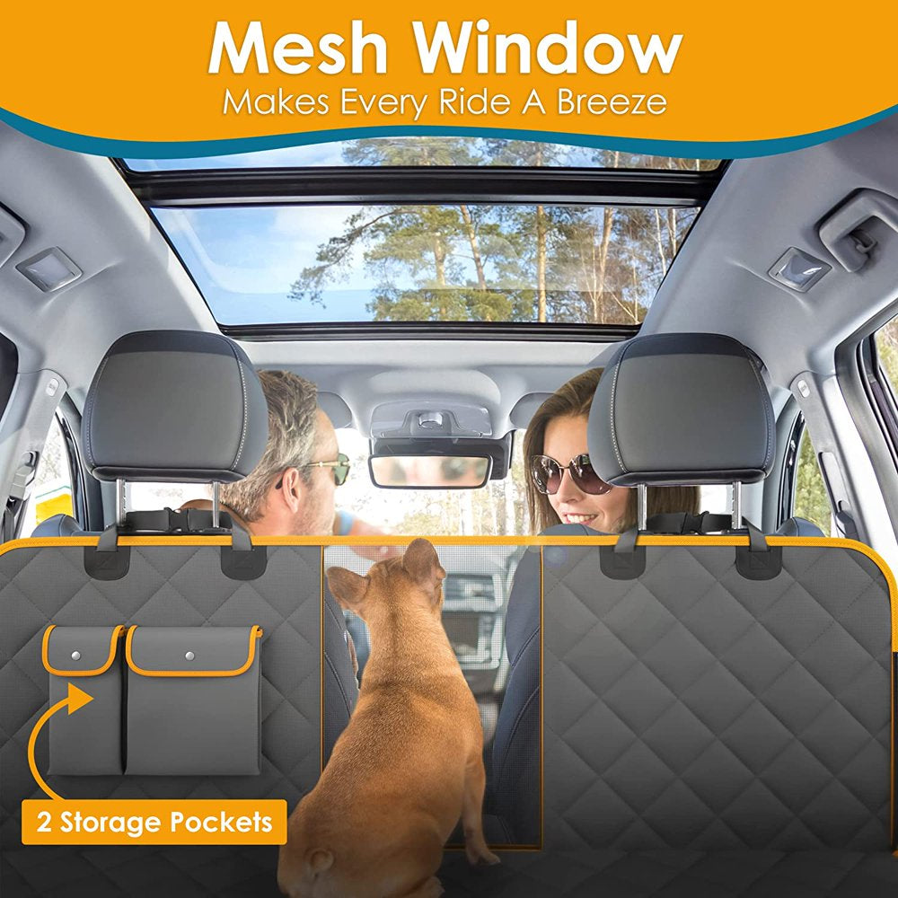 Waterproof Dog Car Seat Cover with Mesh Window - Back Seat Protector for Pets